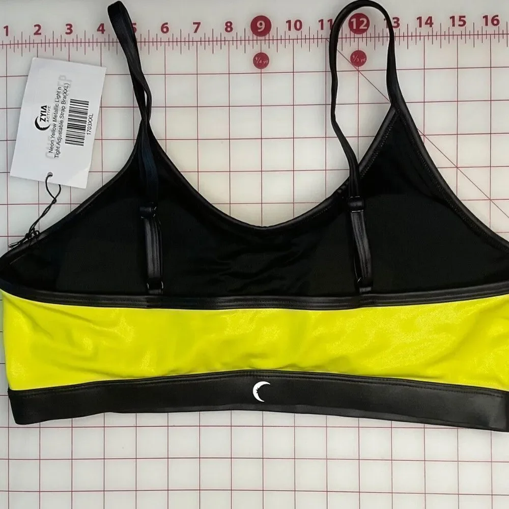 NWT Zyia Active Womens Yellow Light N Tight Adjustable Strap Sports Bra‎ XXL